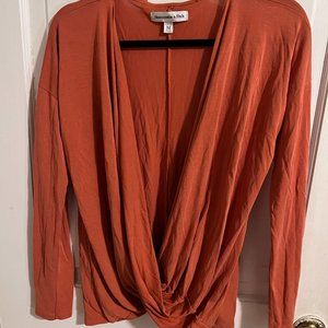 Orange crossover long sleeve top